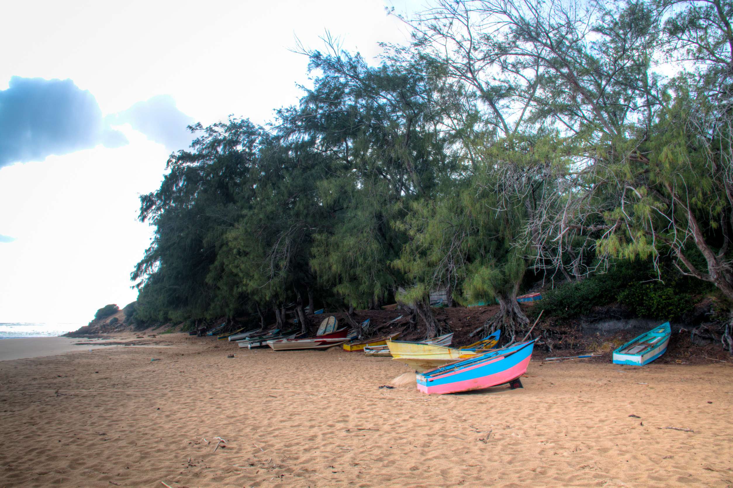 Old fishing boats on Tofo beach, Mozambique