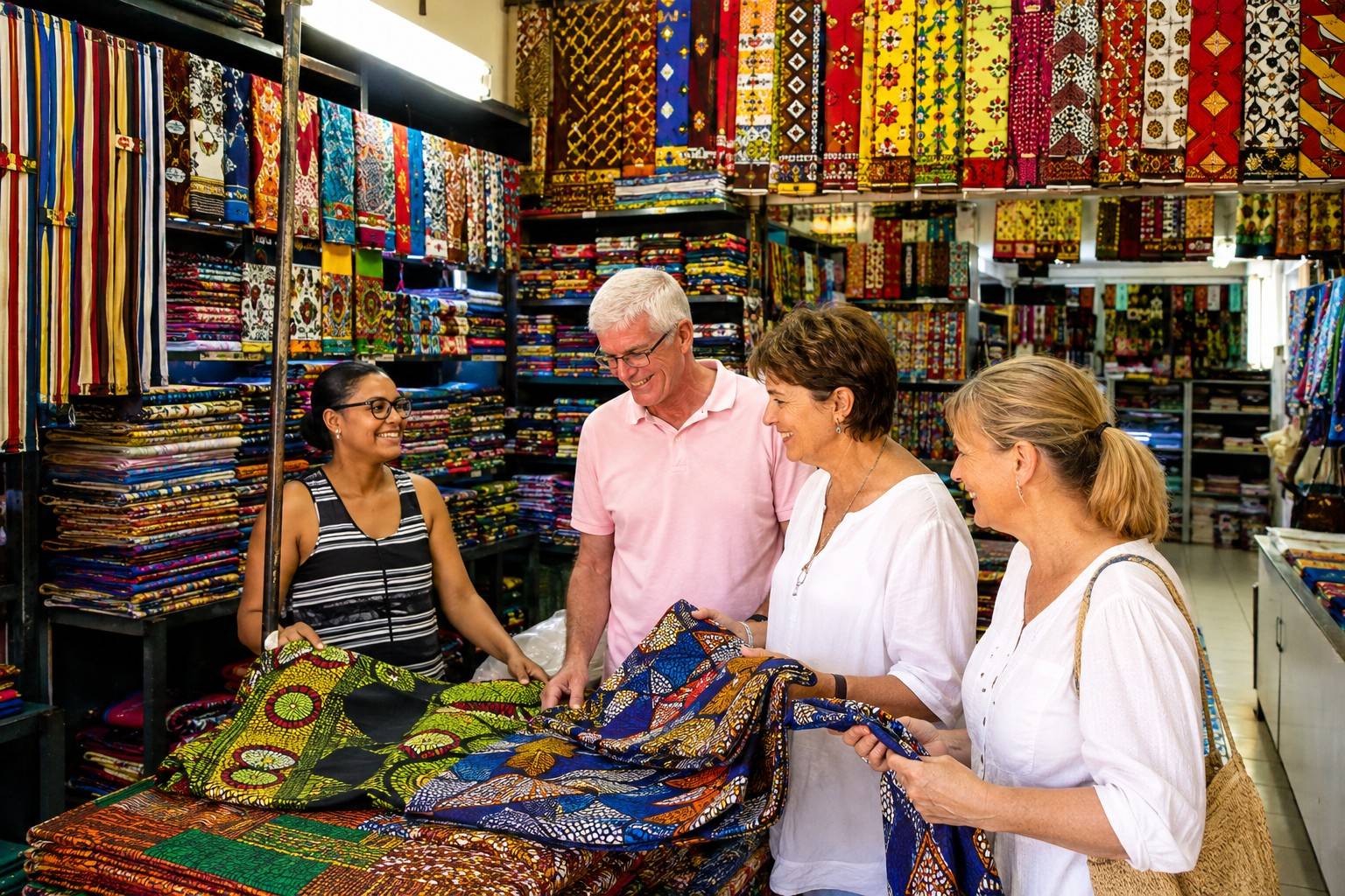 Tourists Buying Capulanas At Xipamanine Market