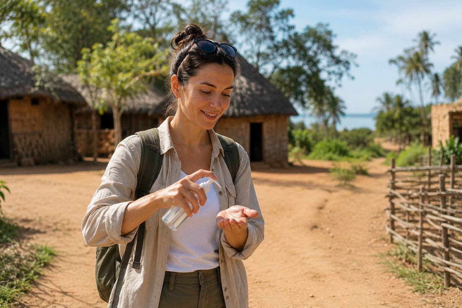 Woman practising hand hygiene in Mozambique