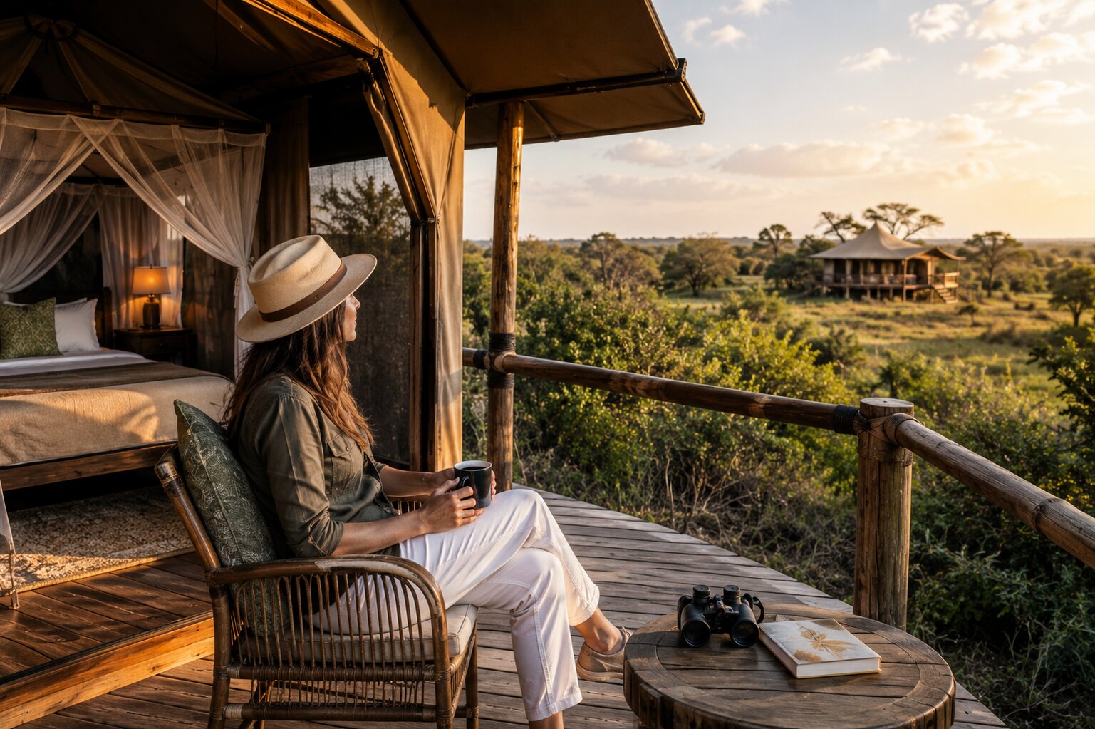 Woman Relaxing At Mozambique Safari Camp